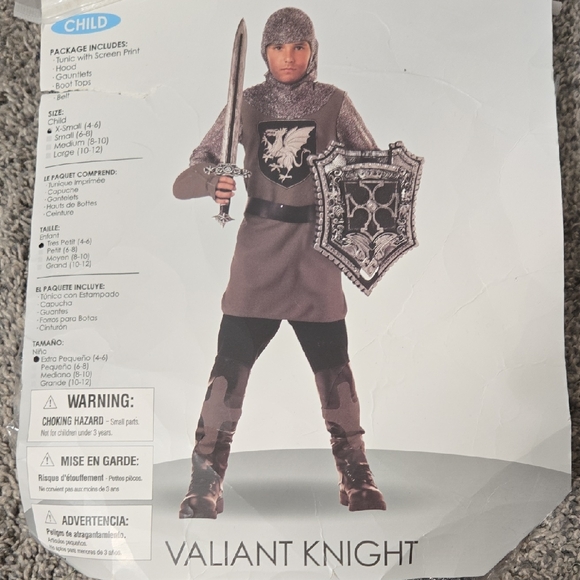 Valiant Knight Costume for Kids, X-Small (4-6), New In Package - Picture 1 of 7